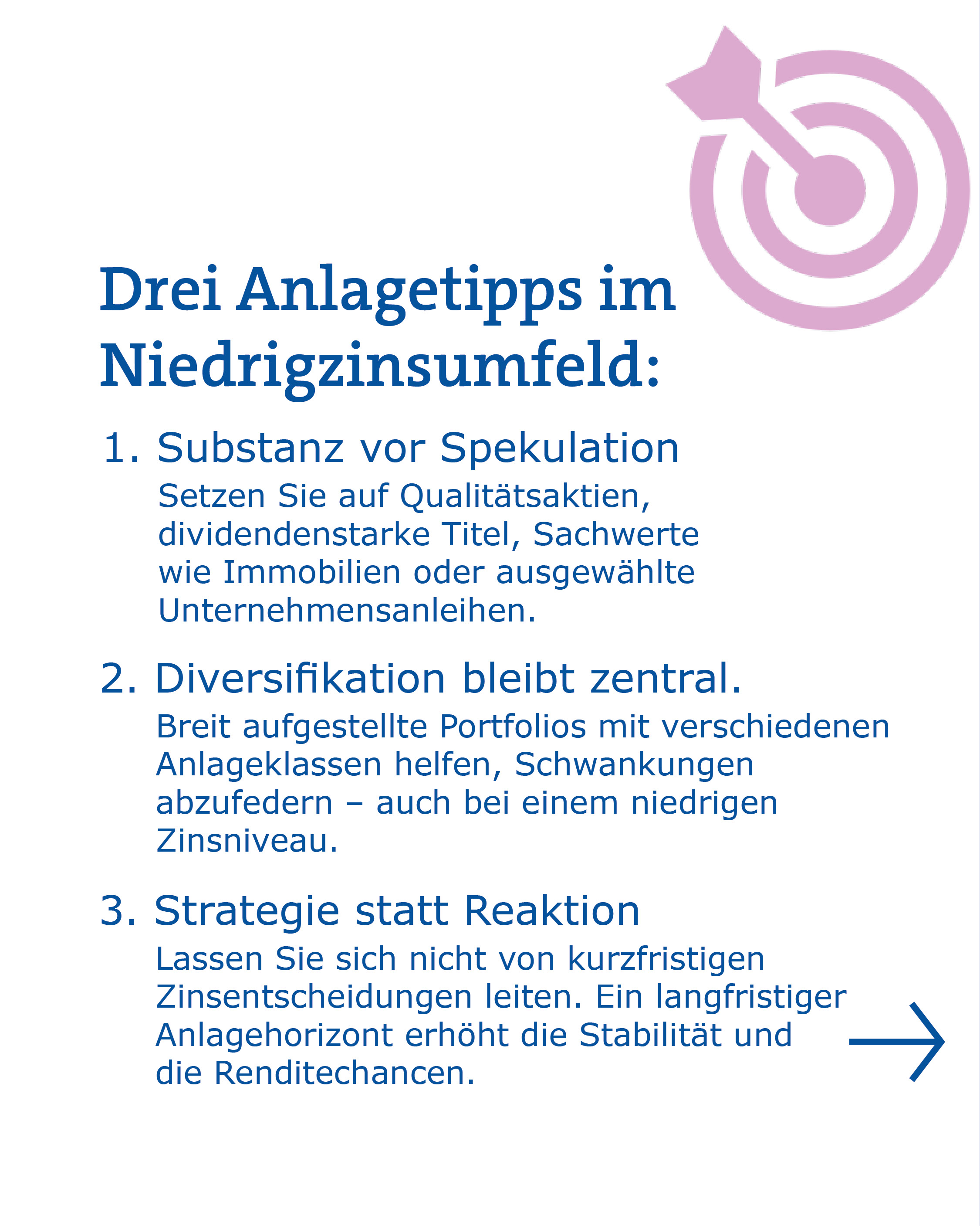 Drei Anlagetipps im Niedrigzinsumfeld