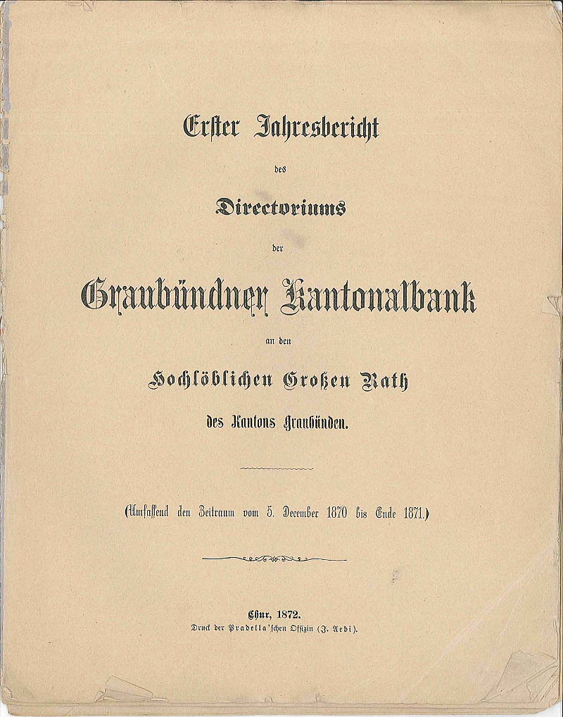 Der erste Geschäftsbericht von 1871.